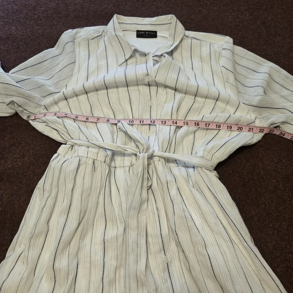 Lane Bryant Blouson Sleeved Striped Midi Shirt Dress In Size 18 - Picture 4 of 9